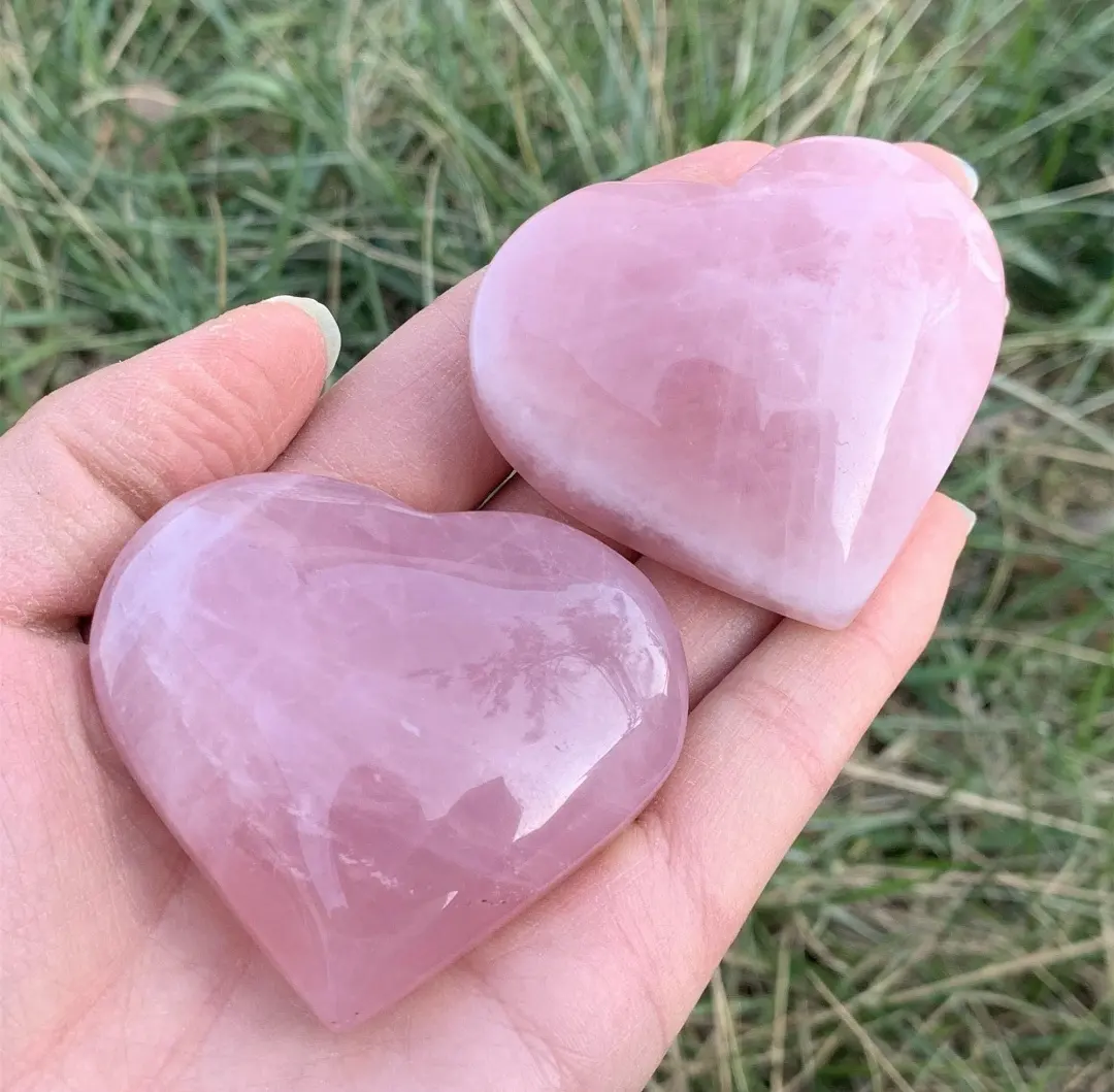 Großhandel Nature del stein Rosenquarz Puffy Crystal Hearts für Geschenk von Exis Crystal Exports