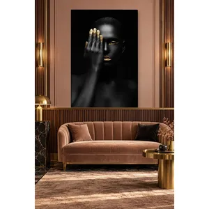 Fida Mysterious Woman Portrait with Gold Fingers <b>Canvas</b> Print - Product Image 3