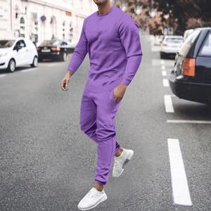 2 unids/set de pantalones superiores para hombre, conjunto de pantalones con cordón elástico en la cintura de manga larga, conjunto de pantalones ajustados, chándal de otoño y primavera para hombre - Product Image 5