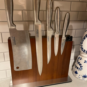 Grand bloc de couteaux magnétique en bois d'acacia, support pour couteaux de cuisine à bande magnétique puissante, organisateur de support de rangement - Product Image 6