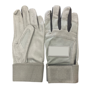 Gants de frappeur blancs avec design de manchette longue noire pour le soutien du poignet Gants de frappeur de baseball en cuir antidérapants durables - Product Image 2