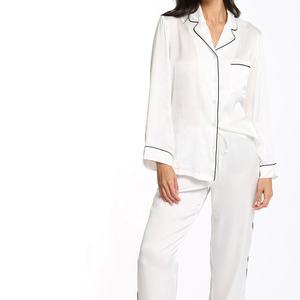 Ensemble de pyjama en soie légère pour femmes, meilleure qualité, personnalisé, en Satin de soie, avec manches longues, vêtements de nuit - Product Image 2