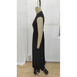 Women's Short-Sleeved Semi-<b>Turtleneck</b> Viscose Dress, 36387 - <b>Black</b> - Product Image 5