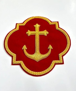 Anchor & Cross Applique for Catholic Vestment on <b>Red</b> Velvet - Product Image 3