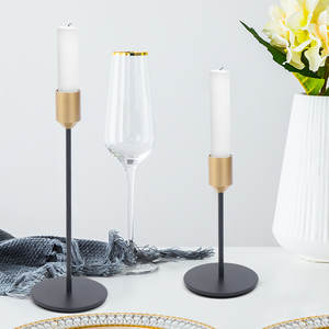 Candelabros cónicos vintage modernos negros y dorados, candelabros largos y elegantes para chimenea, fiesta, comedor, decoración del hogar - Product Image 3