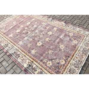 พรมวินเทจ ขนาด 5.8x9.3 ฟุต พรมขนาดใหญ่ พรมขนสัตว์ตุรกีสีแดงลายปะติด - Product Image 4