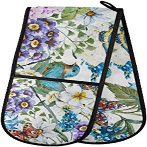 Meita Home Hot grab Double gant de cuisine fabricant plaid imprimé 2 pièces gant de four en silicone antidérapant coton résistant à la chaleur - Product Image 4