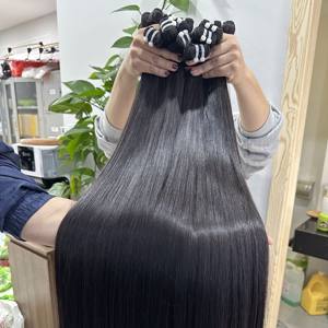 Tissage de cheveux humains vietnamiens vierges droits à double tissage, cuticules noires naturelles alignées 100g Extensions de cheveux - Product Image 2