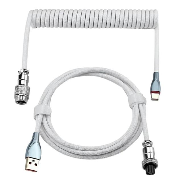 Type C Mechanical Keyboard Coiled Cable PVC 1.5m USB Aviation Connector for Desktop Computer
