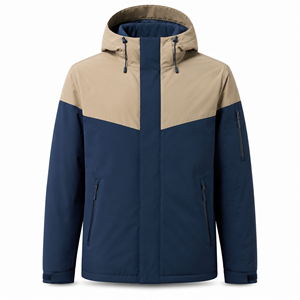 windbreaker jacket hooded polyester spandex water resistant navy beige men outdoor custom wholesale supplier bulk shell zip rain - Product Image 1