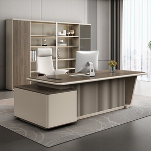Escritorio Ejecutivo de Madera Blanca en Forma de L, Mesa de Computadora para Oficina, Acabado en Madera de Roble, Estación de Trabajo de Esquina para Gerente, Escritorio para Director Ejecutivo - Product Image 2