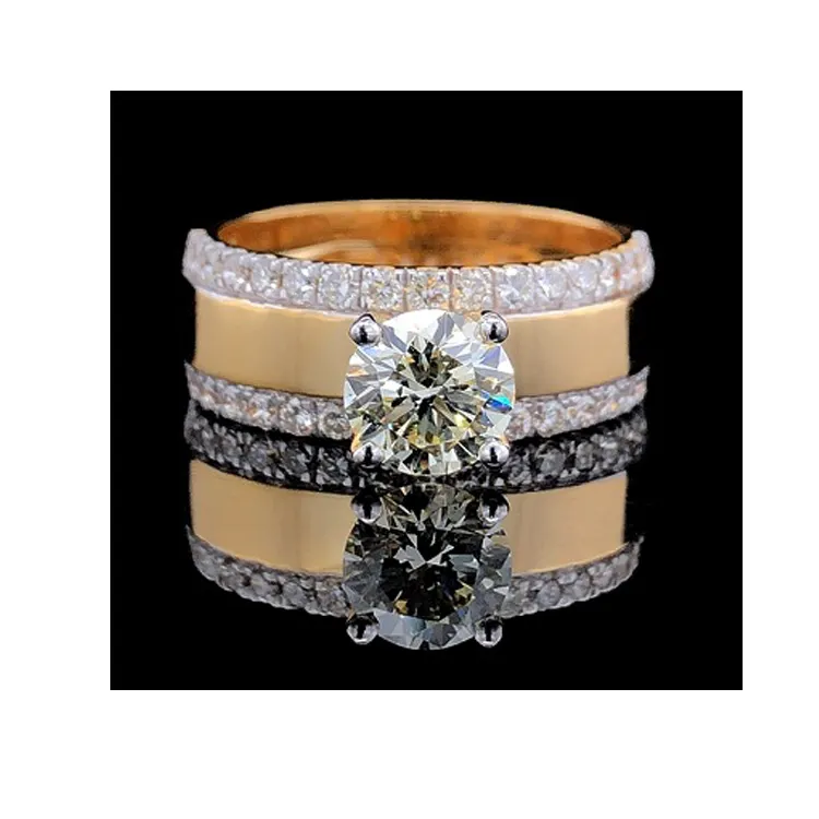 Desain Eye Catching VVS untuk VS Clarity Perhiasan Berlian Asli Alami Cincin Berlian Emas untuk Ulang Tahun, Pertunangan