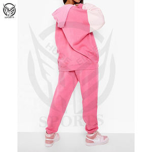 Women's for <b>Pink</b> High Waist <b>Hoodie</b> Joggers Petite Clothing Set with Solid Pattern Matching Outfits Pants for <b>Ladies</b> - Product Image 3