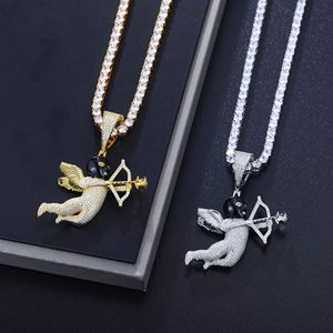 S925 Moissanite Ángel Cupido Colgante Con Flecha Enmascarada Negra De Eros - Product Image 2