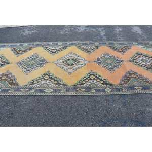 Tapis turc jaune et orange vintage, spacieux, 48x124 pieds, tissage plat, décoration de salon - Product Image 3