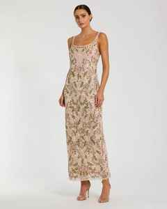 Vestido de Noche Largo Ajustado para Mujer con Estampado Floral y Bordado con Cuentas, Vestido de Gala Formal para Graduación y Bodas - Product Image 4