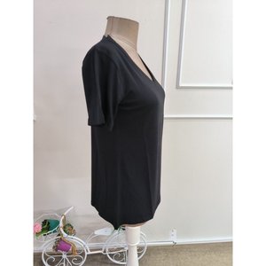 Women'<b>s</b> Short-Sleeved V-Neck Viscose <b>Blouse</b>, 35460 - Black - Product Image 6