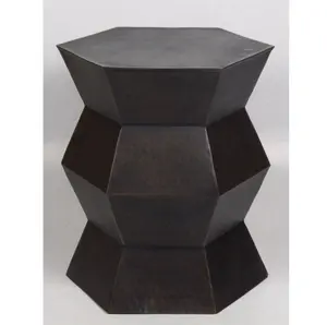 블랙 컬러 파우더 코팅 솔리드 메탈 레이어 라운드 탑 커피 테이블 고급 블랙 메탈 실내 가구 장식 디자인
