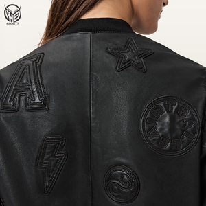 Veste d'hiver pour femme 100% cuir avec col montant et fermeture éclair sur le devant, tailles grandes disponibles, vêtements personnalisés de haute qualité - Product Image 3