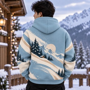 Christmas Inspired Embroidered Printed Custom Hoodies Winter Pullover Sweatshirt 100%Cotton Fleece Unisex OEM Wholesale Clothing - Product Image 2