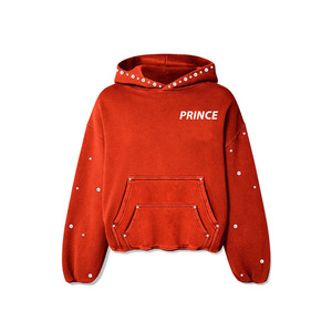 Prince personnalisé de haute qualité décontracté hommes sweats à capuche sweat à capuche lettre Logo Double ligne haute rue surdimensionné hommes sweat à capuche ample - Product Image 2