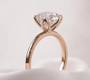 แหวนเพชรเม็ดเดี่ยวสีโรสโกลด์14K พร้อม2.5 CT สำหรับผู้หญิงที่ปลูกในห้องปฏิบัติการการหมั้นและของขวัญครบรอบปีที่โรแมนติก - Product Image 4