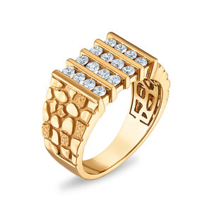 Anillo de estilo urbano personalizado Hip Hop para hombre en oro amarillo de 14kt diamantes cultivados en laboratorio con joyería fina de claridad VVS mejorada - Product Image 3