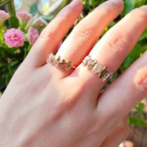 แหวนเพชรหลายเม็ดชุบทองอัญมณีสีเงินสเตอร์ลิง925คริสตัลดิบ - Product Image 3