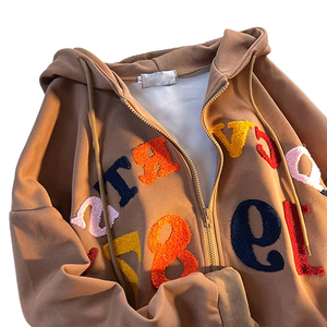 เสื้อมีฮู้ดผ้าฟลีซสำหรับผู้ชายแนวสตรีทเสื้อผ้าลำลองเสื้อสวมหัวปักผ้ากำมะหยี่วัสดุขนแกะสีและโลโก้ตามสั่ง100% - Product Image 3