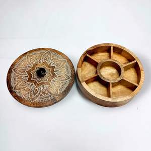 Boîte de rangement à épices en bois naturel imprimé, écologique, avec réglage de la finesse, revêtement lisse et brillant, passe au lave-vaisselle - Product Image 1