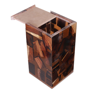 Rosewood Cremation Urn Blue Resin Inlay <b>Pet</b>/Human <b>Ashes</b> Memorial <b>keepsake</b> for Humans And <b>Pets</b> - Product Image 1