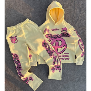 Conjunto de chándal informal con capucha para mujer, 2 uds., logotipo personalizado estampado, 100% algodón, secado rápido, respetuoso con el medio ambiente, invierno, venta al por mayor - Product Image 3