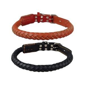Collar de perro de cuero trenzado liso genuino fuerte de alta calidad nuevo diseño de lujo moderno para entrenar perros al por mayor - Product Image 1