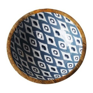 Cuenco de madera de mango hecho a mano de lujo con frutas o ensalada, cuenco para servir, diseño decorativo, estampado esmaltado para el hogar, cocina para fiestas - Product Image 1