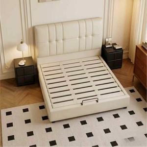 <span class=keywords><strong>Lit</strong></span> minimaliste italien en bois et cuir, taille Queen, avec système de levage à gaz et rangement, lattes en pin, fabrication directe d'usine, OEM personnalisé - Product Image 3