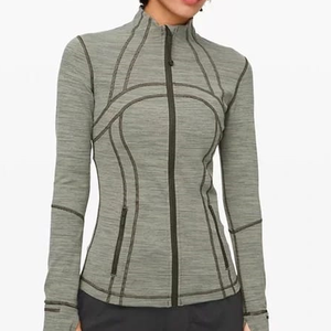 Ropa deportiva ligera transpirable para correr, chaqueta superior de Yoga, cuello redondo, cremallera, chaqueta deportiva de invierno, camisetas de Yoga de manga larga para mujer - Product Image 1