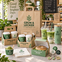 Gobelets à matcha jetables AT PACK avec gobelets en papier personnalisés, gobelets en plastique, sacs à emporter et fournitures d'emballage pour café