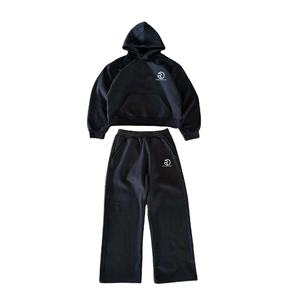 Ensemble sweat à capuche et pantalon de survêtement vierge personnalisé OEM 100% coton 450 Gsm French Terry Surdimensionné Baggy Suit pour hommes avec logo personnalisé - Product Image 1