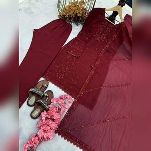 Nouvelle arrivée 2025, lot de 3 pièces Kurti Sharara & Dupatta en faux georgette lourd avec broderie à la main pour femmes LOOK-024 - Product Image 6