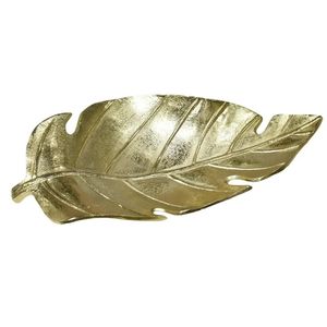 Bandeja de servicio de aluminio fundido hecha a mano Diseño de hoja grande para bodas y fiestas navideñas - Product Image 1