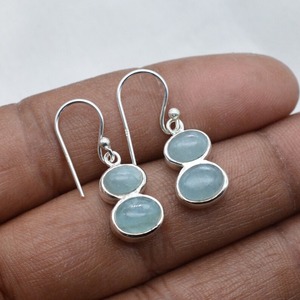 Tendance 925 argent Sterling aigue-marine pierres précieuses boucles d'oreilles bijoux à la main en argent Boho Style boucles d'oreilles bijoux pour femmes cadeau - Product Image 2
