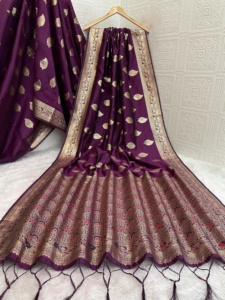 ส่าหรีผ้าไหมสีชมพูนิ่มสำหรับผู้หญิงชุดปาร์ตี้งานแต่งงานสุดพิเศษ - Product Image 3