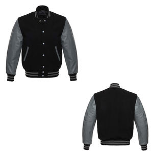 Chaqueta universitaria de béisbol de manga larga de último diseño personalizada al por mayor chaquetas de invierno con letras lisas en blanco cortavientos frontal para hombre - Product Image 3