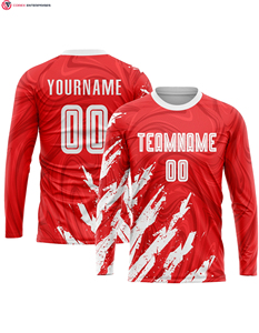 Uniforme de vêtements de football rouge et blanc personnalisé par sublimation Maillot de football unisexe Ensemble de vêtements de football pour clubs - Product Image 4