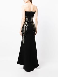 Elegante vestido de noche de chifón acampanado cuello de longitud completa tela transpirable antiestática sin mangas para fiestas - Product Image 3