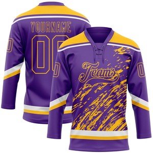 Personnalisez votre propre maillot de hockey avec col en dentelle, col en dentelle, 100% polyester, séchage rapide et antibactérien pour unisexe - Product Image 1