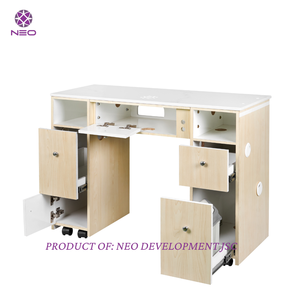 Mesa de uñas de MDF moderna con tapa de mármol de Vietnam, precio de fábrica al por mayor, muebles de salón de manicura, escritorio de salón de manicura - Product Image 4
