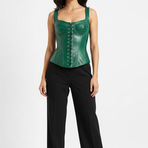 Reasonable Price Sleeveless Wholesale Leather <b>Corset</b> Tops Custom Design Breathable Comfortable Body Shaper Leather <b>Corset</b> Tops - Product Image 1