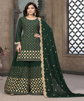 Salwar Kameez de Algodón Semisellado con Bordado Multicolor, Ropa India para Mujer, Precio de Mayoreo, Talla Única