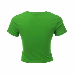 เสื้อครอปไซส์ใหญ่พิเศษของผู้หญิงเสื้อครอปคอกลมผ้าคอตตอนปักโลโก้เสื้อผ้า2025สั้นลำลอง - Product Image 2